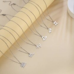 Stainless steel necklace in gold with zodiac pendant, necklace with zodiac sign, womens necklace with zodiac pendant