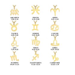 Stainless steel necklace in gold with zodiac pendant, necklace with zodiac sign, womens necklace with zodiac pendant