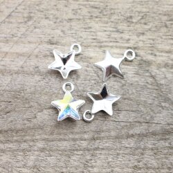 4 Pcs 925 Sterling Silver Star Pendants setting for 10 mm...