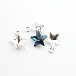 4 Pcs 925 Sterling Silver Star Pendants setting for 10 mm Swarovski Star Crystals