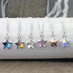 Sterling Silver Star Pendant Necklace with crystals from...