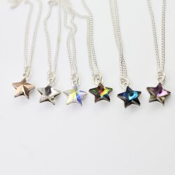 Sterling Silver Star Pendant Necklace with crystals from Swarovski, Sparkly Star