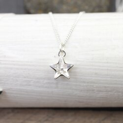 Sterling Silver Star Pendant Necklace with crystals from...