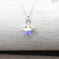 Sterling Silber Stern Kette mit Swarovski Kristalle 10 mm...