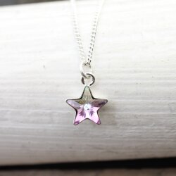 Sterling Silver Star Pendant Necklace with crystals from...