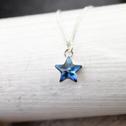 Sterling Silver Star Pendant Necklace with crystals from...