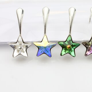 Sterling Silver Hook Earrings, Star earrings with crystals from Swarovski, Sparkly Star Earrings