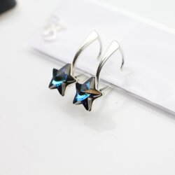 Sterling Silber Ohrringe Stern mit Swarovski Kristalle 10 mm Silber Stern