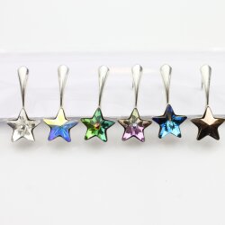 Sterling Silver Hook Earrings, Star earrings with crystals from Swarovski, Sparkly Star Earrings