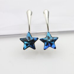 Sterling Silver Hook Earrings, Star earrings with...