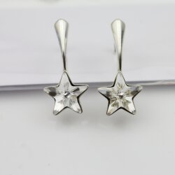 Sterling Silber Ohrringe Stern mit Swarovski Kristalle 10 mm Silber Stern