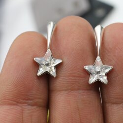 Sterling Silver Hook Earrings, Star earrings with...