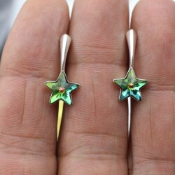 Sterling Silver Hook Earrings, Star earrings with...