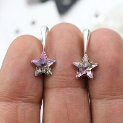 Sterling Silber Ohrringe Stern mit Swarovski Kristalle 10...