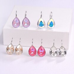 Earrings Pearshape Swarovski Crystal 10x14