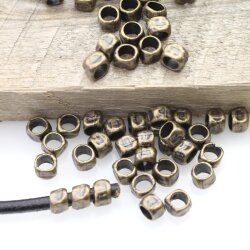 20 Square beads, Small metal beads, Antique Brass, Spacer Beads