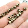 20 Square beads, Small metal beads, Antique Brass, Spacer Beads