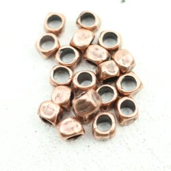 20 Square beads, Small metal beads, Antique Copper, Spacer Beads