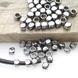 20 Square beads, Small metal beads, gunmetal, Spacer Beads