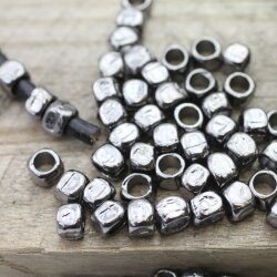 20 Square beads, Small metal beads, gunmetal, Spacer Beads