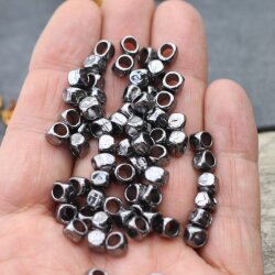 20 Square beads, Small metal beads, gunmetal, Spacer Beads