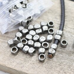 20 Square beads, Small metal beads, Dark Silver, Spacer...