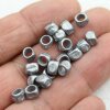 20 Square beads, Small metal beads, Dark Silver, Spacer Beads