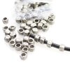 20 Square beads, Small metal beads, Dark Silver, Spacer Beads