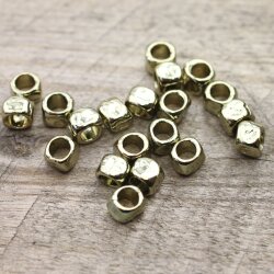 20 Square beads, Small metal beads, Spacer Beads Light Gold