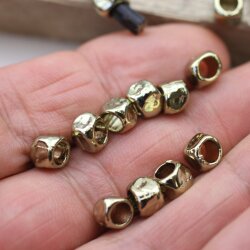 20 Square beads, Small metal beads, Spacer Beads Light Gold