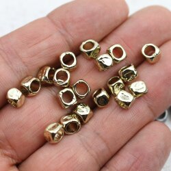 20 Square beads, Small metal beads, Spacer Beads Light Gold
