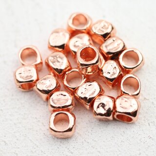 20 Square beads, Small metal beads, Spacer Beads Rose Gold