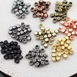 20 Square beads, Small metal beads, Spacer Beads Rose Gold