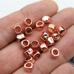 20 Square beads, Small metal beads, Spacer Beads Rose Gold