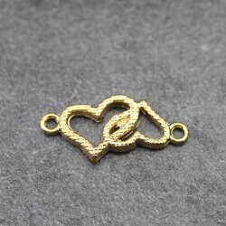 10 double Heart Connector, gold