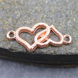 10 double Heart Connector, Rose Gold