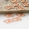 10 Doppelte Herzen Verbinder Konnektor, Rose Gold