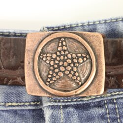 Antique Copper Star Belt Buckle for 30 mm belt