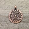 1 Sun Mandala Round Disc Pendants 33 mm, antique copper