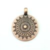 1 Sun Mandala Round Disc Pendants 33 mm, antique copper