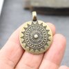 1 Sun Mandala Round Disc Pendants 33 mm, antique Brass