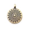 1 Sun Mandala Round Disc Pendants 33 mm, antique Brass