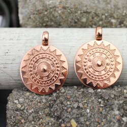 1 Sun Mandala Round Disc Pendants 33 mm, rose gold