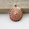 Großer ethnischer Sonnen Mandala Anhänger 33 mm, rose gold