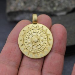 1 Sun Mandala Round Disc Pendants 33 mm, matte gold