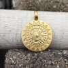 1 Sun Mandala Round Disc Pendants 33 mm, matte gold