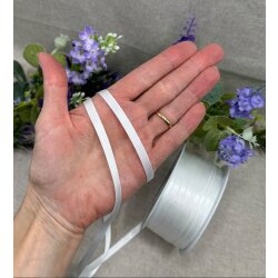 White double sided satin ribbon, RECYCLED eco friendly trim for weddings, Christmas, anniversary gifts - 25 m