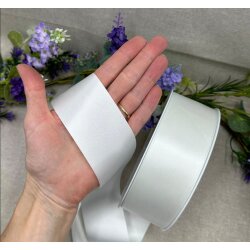 White double sided satin ribbon, RECYCLED eco friendly trim for weddings, Christmas, anniversary gifts - 25 m