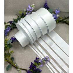 White double sided satin ribbon, RECYCLED eco friendly trim for weddings, Christmas, anniversary gifts - 25 m