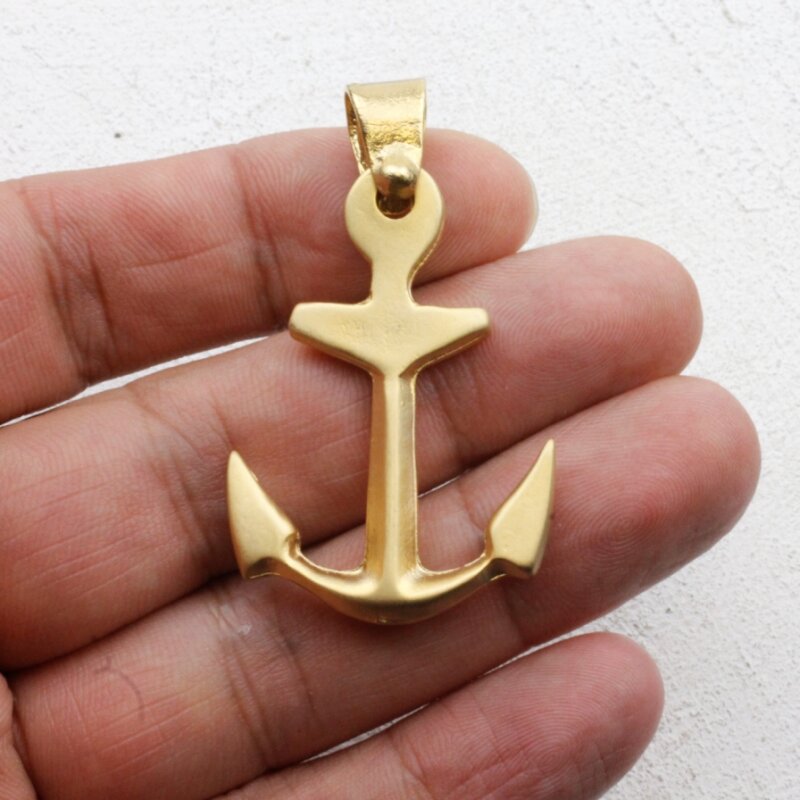 14 Karat Gelbgold Anker Anhänger Mit Seil – 3D Design, 22.8 X 11.5 Mm, 1.3 G, Ohne Kette